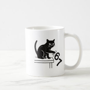Funny 6 7 Meme Cat Knocking Off 67  Coffee Mug