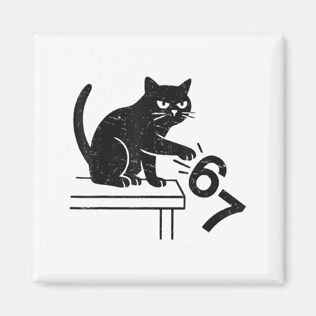 Funny 6 7 Meme Cat Knocking Off 67  Magnet (Front)