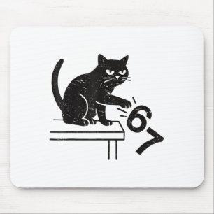 Funny 6 7 Meme Cat Knocking Off 67  Mouse Mat