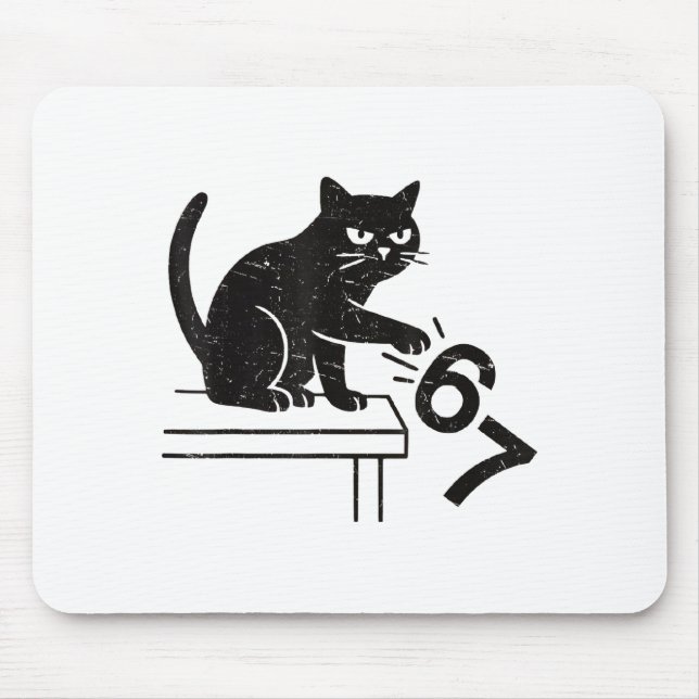 Funny 6 7 Meme Cat Knocking Off 67  Mouse Mat (Front)