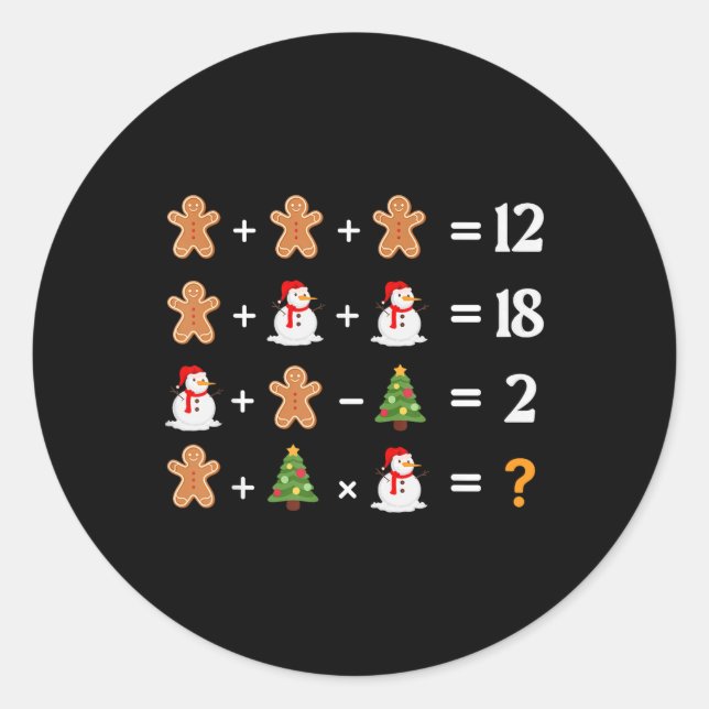 Funny 6 7 Meme Christmas Order Of Operations Math  Classic Round Sticker (Front)
