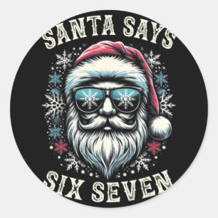 Funny 6-7 Meme Christmas Santa Six Seven Brain Rot Classic Round Sticker