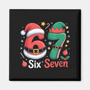 Funny 6 7 Meme Elf Santa Christmas Six Seven Kid W Magnet