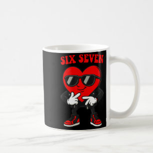 Funny 6 7 Meme Heart Gen Alpha Six Seven 67 Valent Coffee Mug