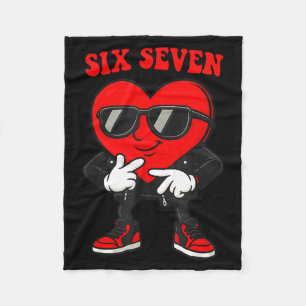 Funny 6 7 Meme Heart Gen Alpha Six Seven 67 Valent Fleece Blanket