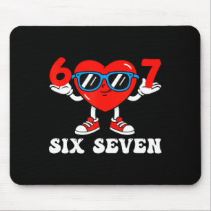 Funny 6 7 Meme Heart Gen Alpha Six Seven 67 Valent Mouse Mat