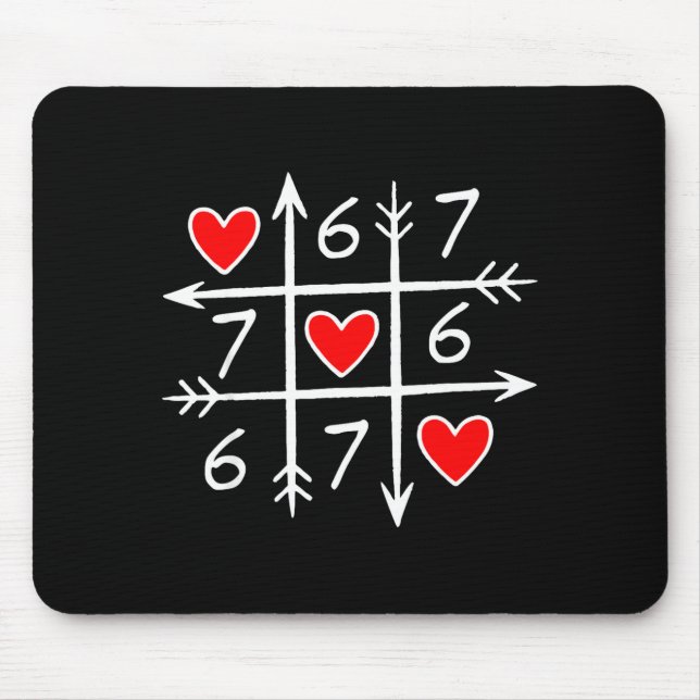 Funny 6 7 Meme Heart Gen Alpha Six Seven 67 Valent Mouse Mat (Front)