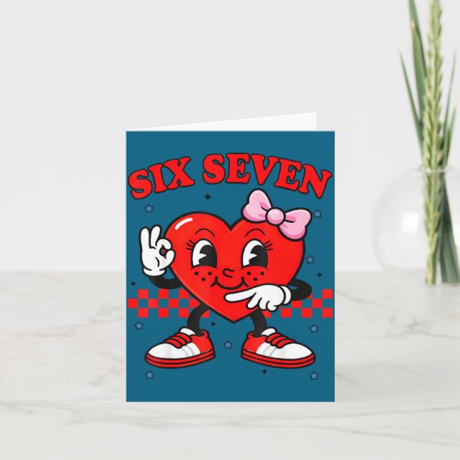 Funny 6 7 Meme Heart Six Seven 67 Valentine Couple Card (Front)