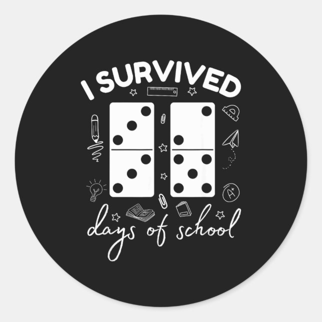 Funny 6 7 Meme I Survived 67 Days Of School Domino Classic Round Sticker (Front)
