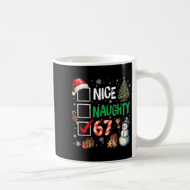 Funny 6-7 Meme Nice Naughty 67 Christmas Brain Rot Coffee Mug (Right)
