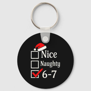 Funny 6-7 Meme Nice Naughty 67 Christmas Brain Rot Key Ring
