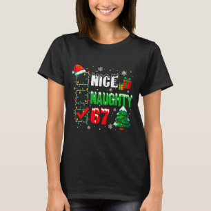 Funny 6-7 Meme Nice Naughty 67 Christmas Brain Rot T-Shirt