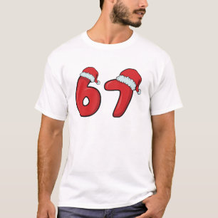 Funny 6 7 Santa Hat Christmas  T-Shirt