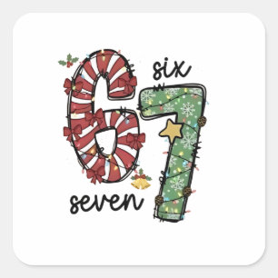 Funny 6 7  Santa Squad Sixty Seven Christmas Square Sticker
