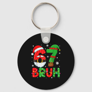 Funny 6 7 Six Seven Bruh Meme Christmas Santa Elf  Key Ring