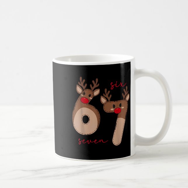 Funny 6 7 Six Seven Meme Christmas Reindeer Gen Al Coffee Mug (Right)