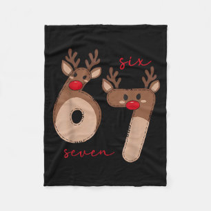 Funny 6 7 Six Seven Meme Christmas Reindeer Gen Al Fleece Blanket