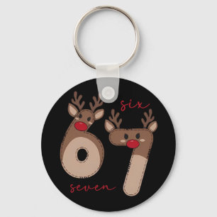 Funny 6 7 Six Seven Meme Christmas Reindeer Gen Al Key Ring