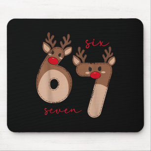 Funny 6 7 Six Seven Meme Christmas Reindeer Gen Al Mouse Mat