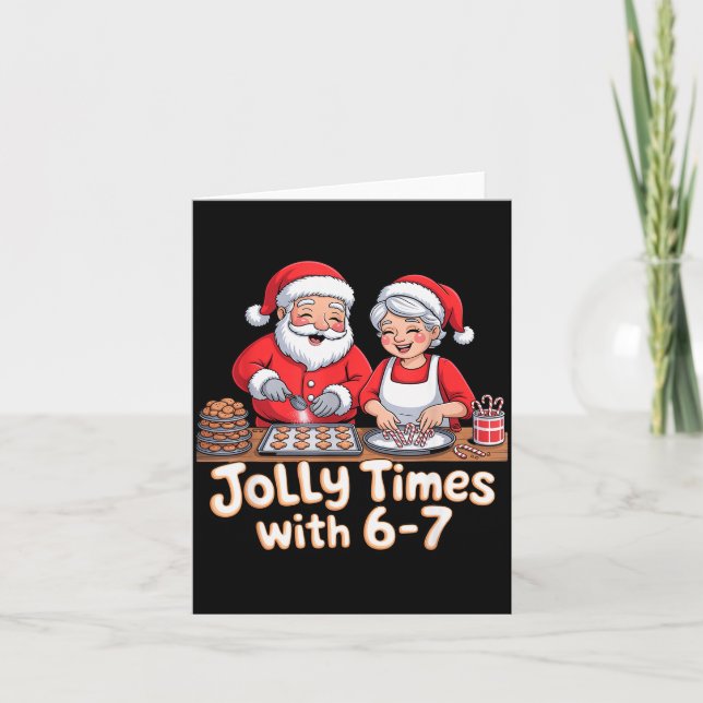 Funny 6 7 Six Seven Meme Christmas Santa Claus Wom Card (Front)