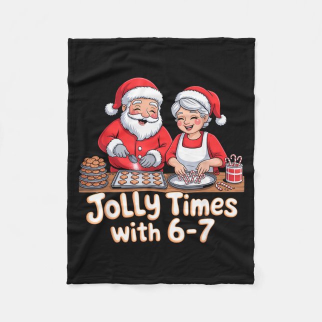 Funny 6 7 Six Seven Meme Christmas Santa Claus Wom Fleece Blanket (Front)