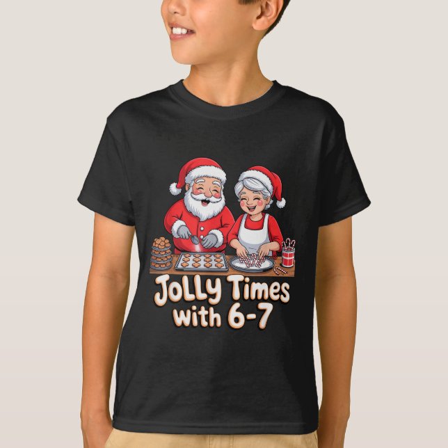 Funny 6 7 Six Seven Meme Christmas Santa Claus Wom T-Shirt (Front)