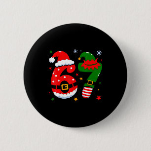Funny 6 7 Six Seven Meme Christmas Santa Elf Coupl 6 Cm Round Badge