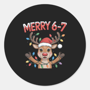 Funny 6 7 Six Seven Meme Christmas Women Men Kids  Classic Round Sticker