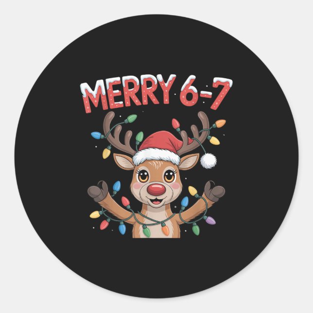 Funny 6 7 Six Seven Meme Christmas Women Men Kids  Classic Round Sticker (Front)