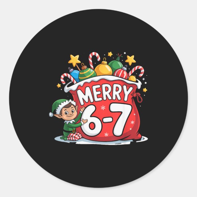 Funny 6 7 Six Seven Meme Christmas Women Men Kids  Classic Round Sticker (Front)