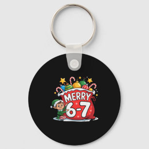 Funny 6 7 Six Seven Meme Christmas Women Men Kids Key Ring