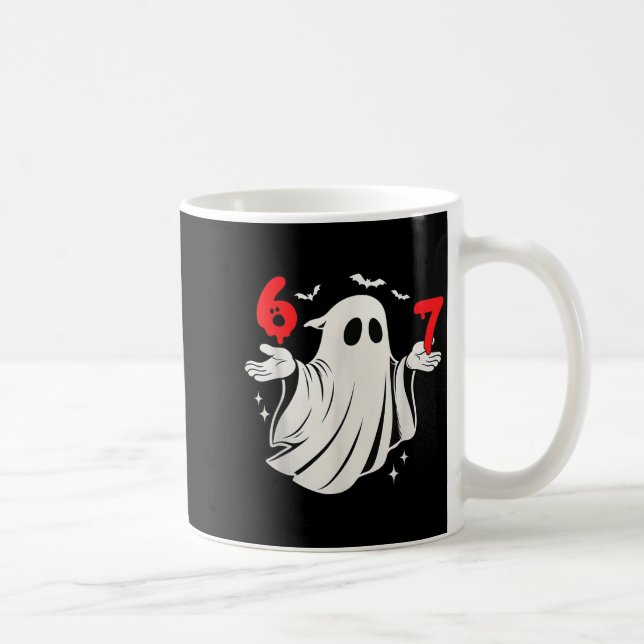 Funny 6 7 Six Seven Meme Halloween Humor Ghost Cos Coffee Mug (Right)