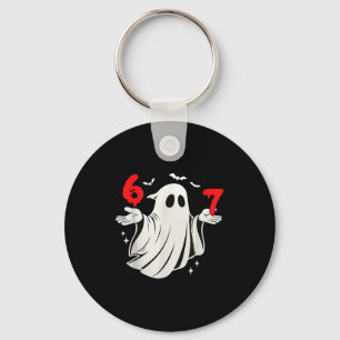 Funny 6 7 Six Seven Meme Halloween Humor Ghost Cos Key Ring
