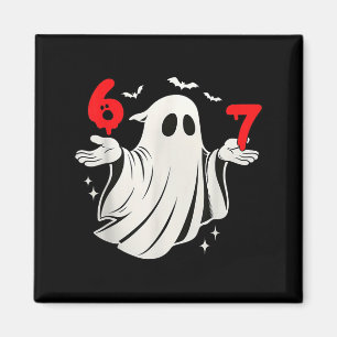Funny 6 7 Six Seven Meme Halloween Humor Ghost Cos Magnet
