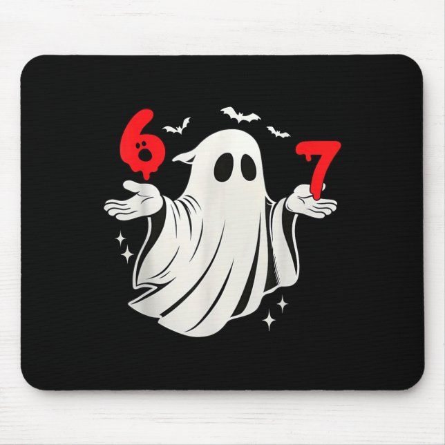 Funny 6 7 Six Seven Meme Halloween Humor Ghost Cos Mouse Mat (Front)