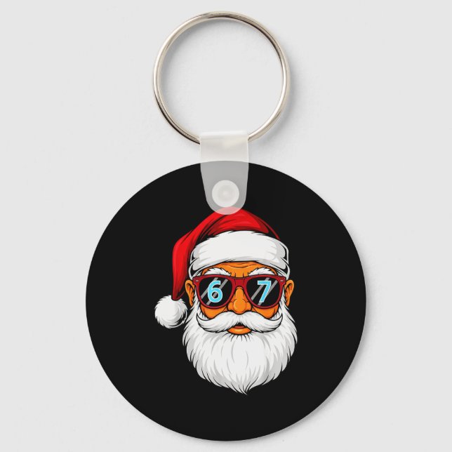 Funny 6 7 Six Seven Meme Santa Face Christmas Men  Key Ring (Front)