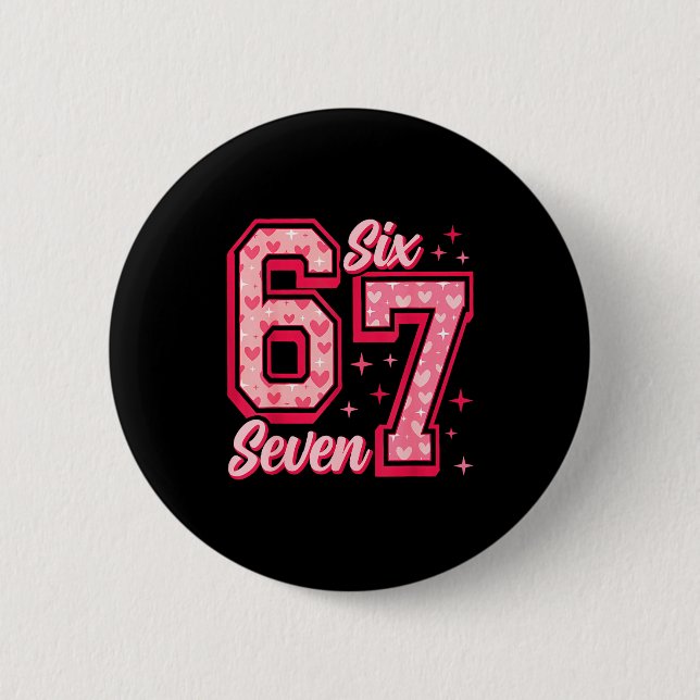 Funny 6 7 Six Seven Meme Saying Valentine Couple M Cm Round Badge (Front)