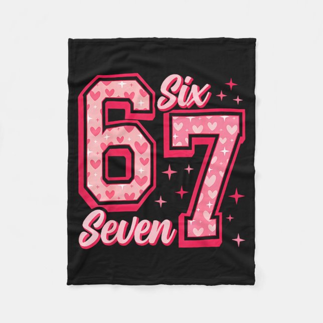 Funny 6 7 Six Seven Meme Saying Valentine Couple M Fleece Blanket (Front)
