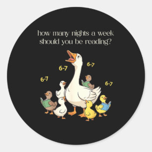 Funny 6 7 Six Seven Reading For Teacher Kids Book Classic Round Sticker