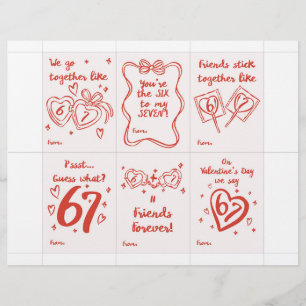 Funny 6 7 Valentine’s Day Cards for Classroom Custom Letterhead