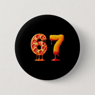 Funny 6 7 Zza Nugget Meme Six Seven 67 Food Lovers 6 Cm Round Badge
