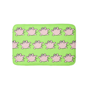 Funny 6 Cartoon Illustration Pig Choose Color Bath Mat