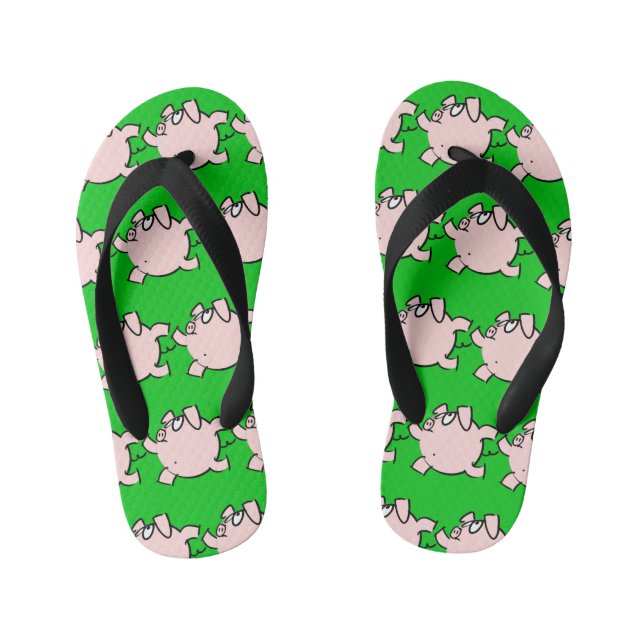 Funny 6 Cartoon Pig Choose Colour Kids Flip Flop (Footbed)