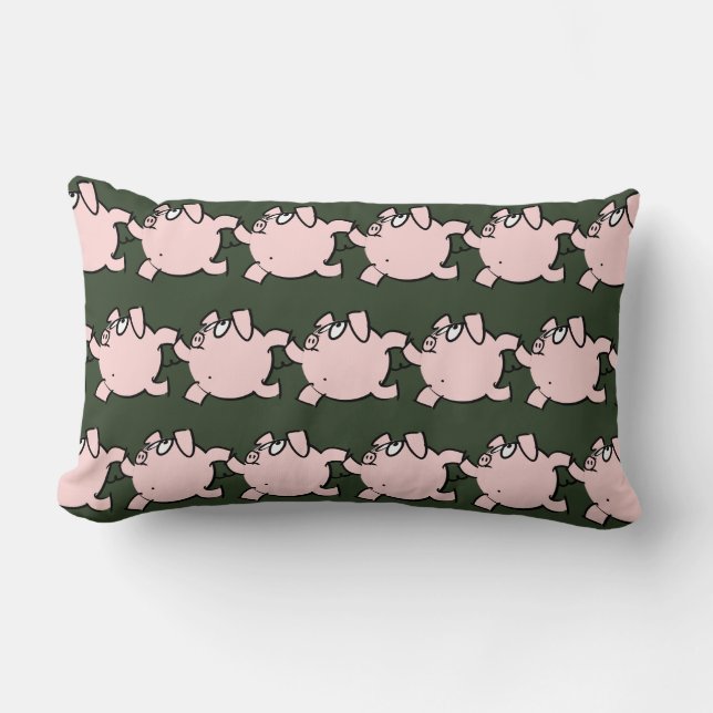 Funny 6 Cartoon Pig Choose Colour Lumbar Pillow (Front)