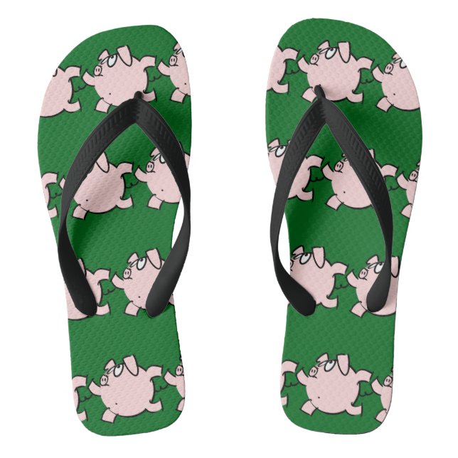 Funny 6 Cartoon Pig Choose Colour Men Flip Flop (Footbed)