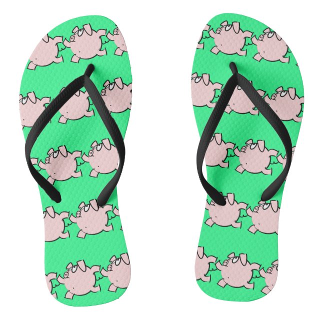 Funny 6 Cartoon Pig Choose Colour Women Flip Flop (Footbed)