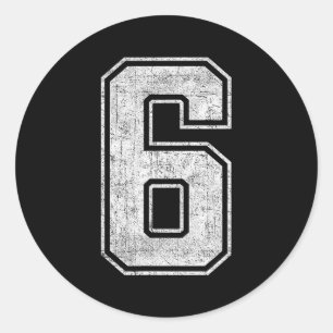 Funny 6 Number Six Graphic Group Halloween Birthda Classic Round Sticker