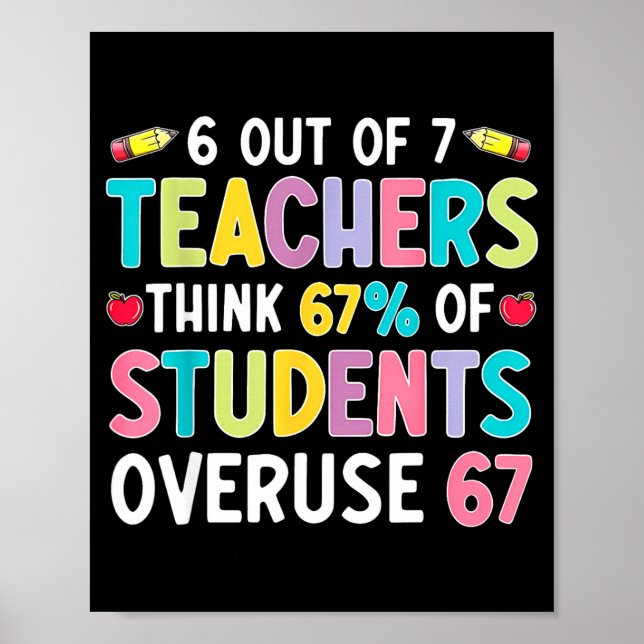 Funny 6 Out Of 7 Teacher Think 67% Of Students Ove Poster (Front)