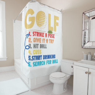 funny 6 steps golf shower curtain