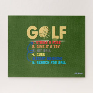 funny 6 steps green golf jigsaw puzzle